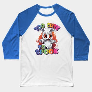 Too Cute To Spook Rainbowcore Rabbit Ghost Baseball T-Shirt